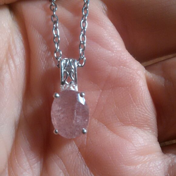 Cherry Tanzurine Sterling Silver Pendant Stainless Steel Necklace - Picture 11 of 12